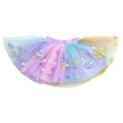 Toddler Girls Tutu Skirt Layered Princess With Puff Balls Little Birthday Dresses Rainbow Ballet Tutu Skirts for Girls Size 7-8T
